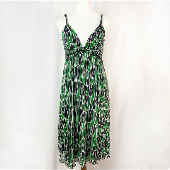 DVF Green Black White Celosa Anthropod Print Dress - Picture 9 of 9